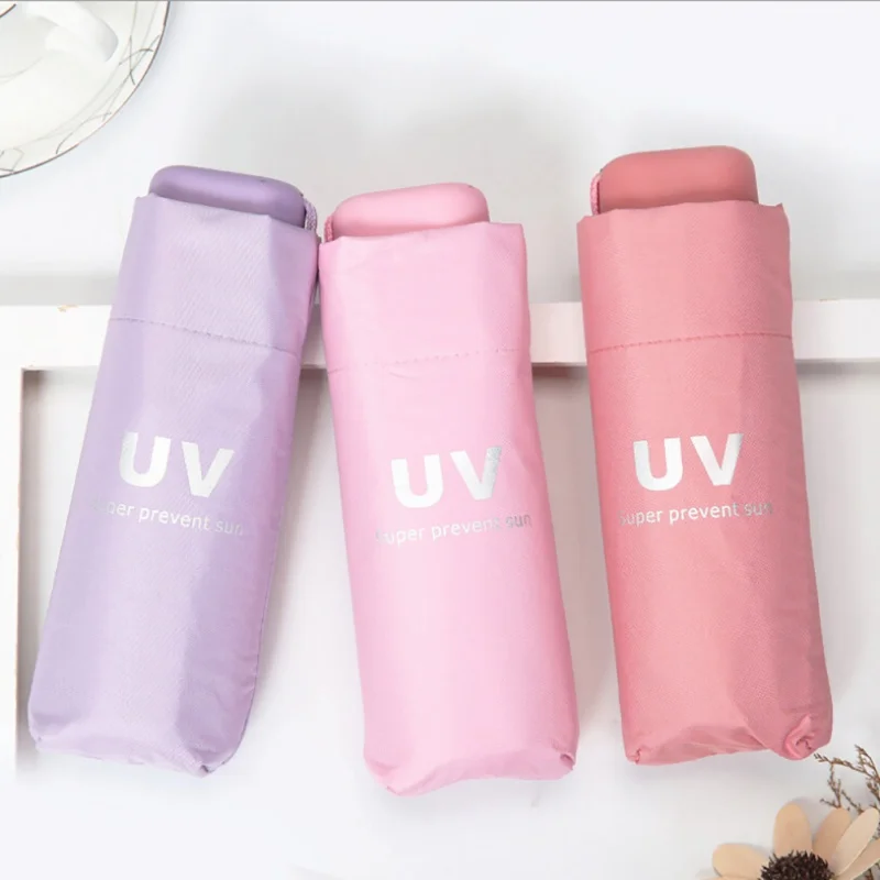 

UV Protection Sun Shade Cute Fresh Vinyl Umbrella Men And Women Students Five Folding Clear For Girl