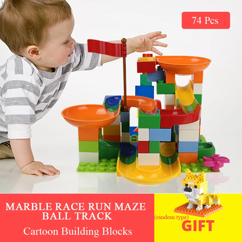 

Marymckear Kids Blocks DIY Variable Slide Building Blocks Assembly Toy 74 PCs/set Tunnel Blocks Bricks Toy Marble Ball Running