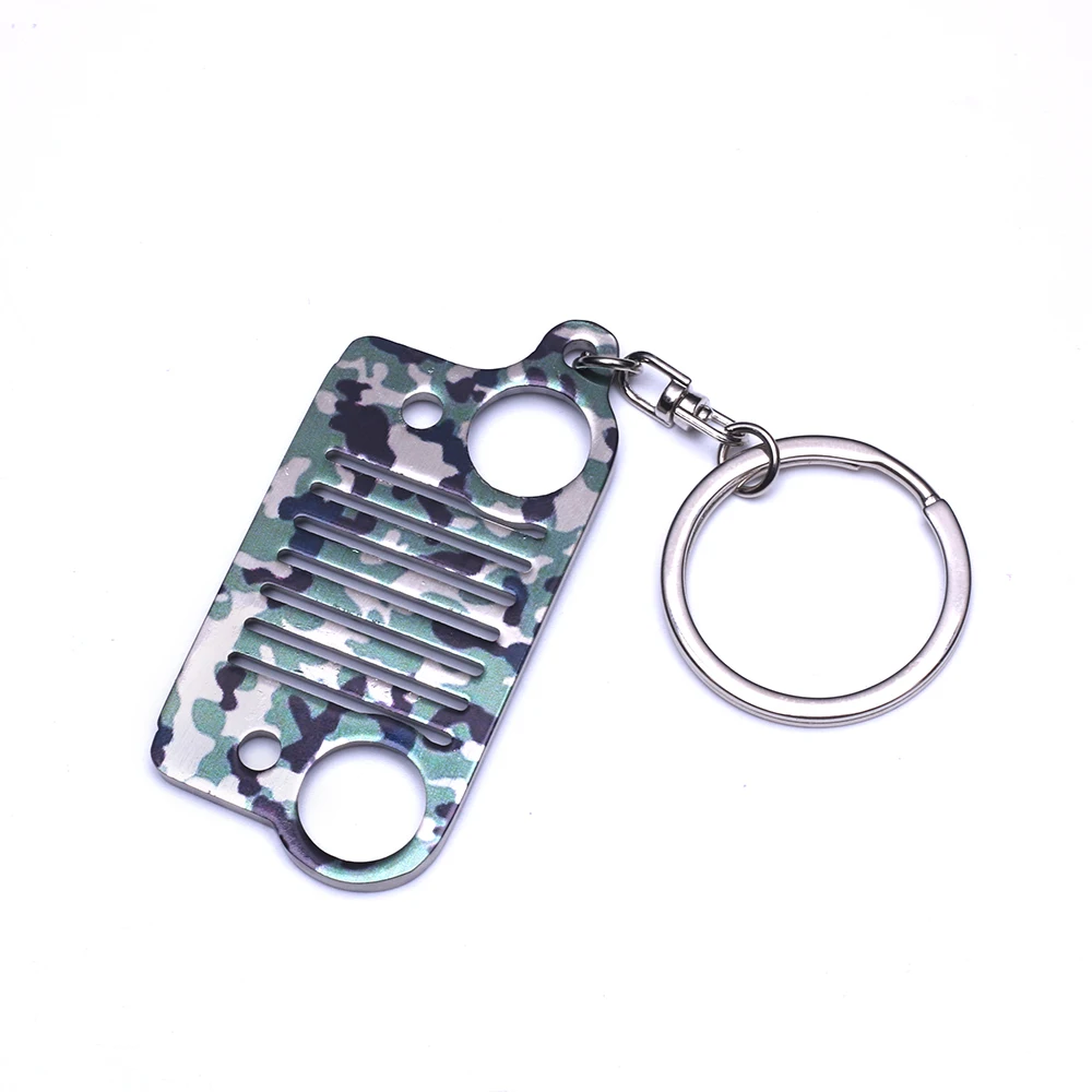 

2018 New Style Camouflage Stainless Steel Grill Key Chain Car KeyChain Key Rings for Jeep Wrangler CJ JK TJ YJ XJ Free Shipping