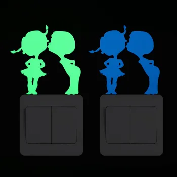 

Luminous Switch Sticker Boy Whisper in Girl's Ear Home Decor Glow in the Dark Wall Sticker Kids Room DIY Decoration Decals