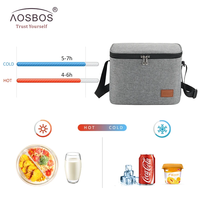 Aosbos Fashion Portable Thermal Lunch Bags for Women Kids Men Multifunction Food Picnic Cooler Box Insulated Tote Bag Storage