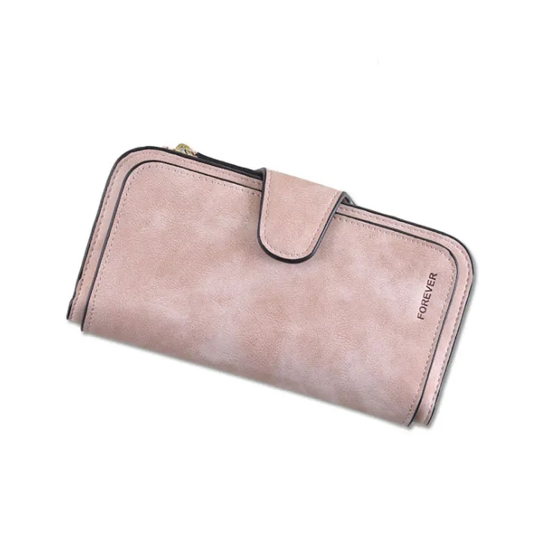 Pink Long Новинка, модные женские кошельки из нубука на шнурке, кошельки на молнии, женские короткие дизайнерские кошельки, много цветов, клатч - Цвет: Pink Long