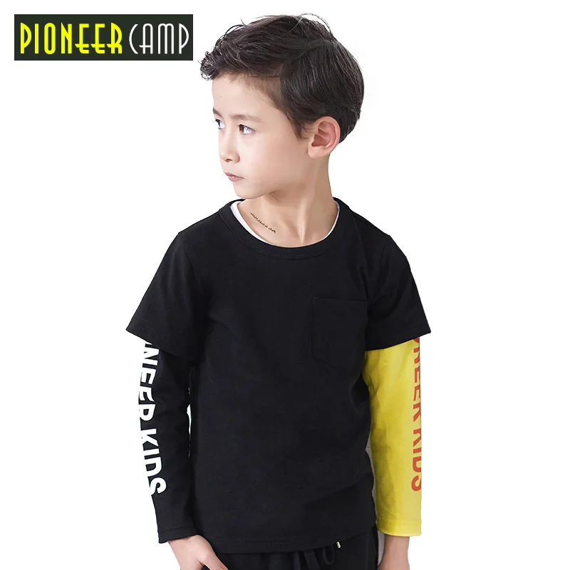 

Pioneer Camp Kids New Arrival Spring Boys T Shirt Children Long Sleeve Round Neck T Shirt Fashion Kids Top Tees fashion design