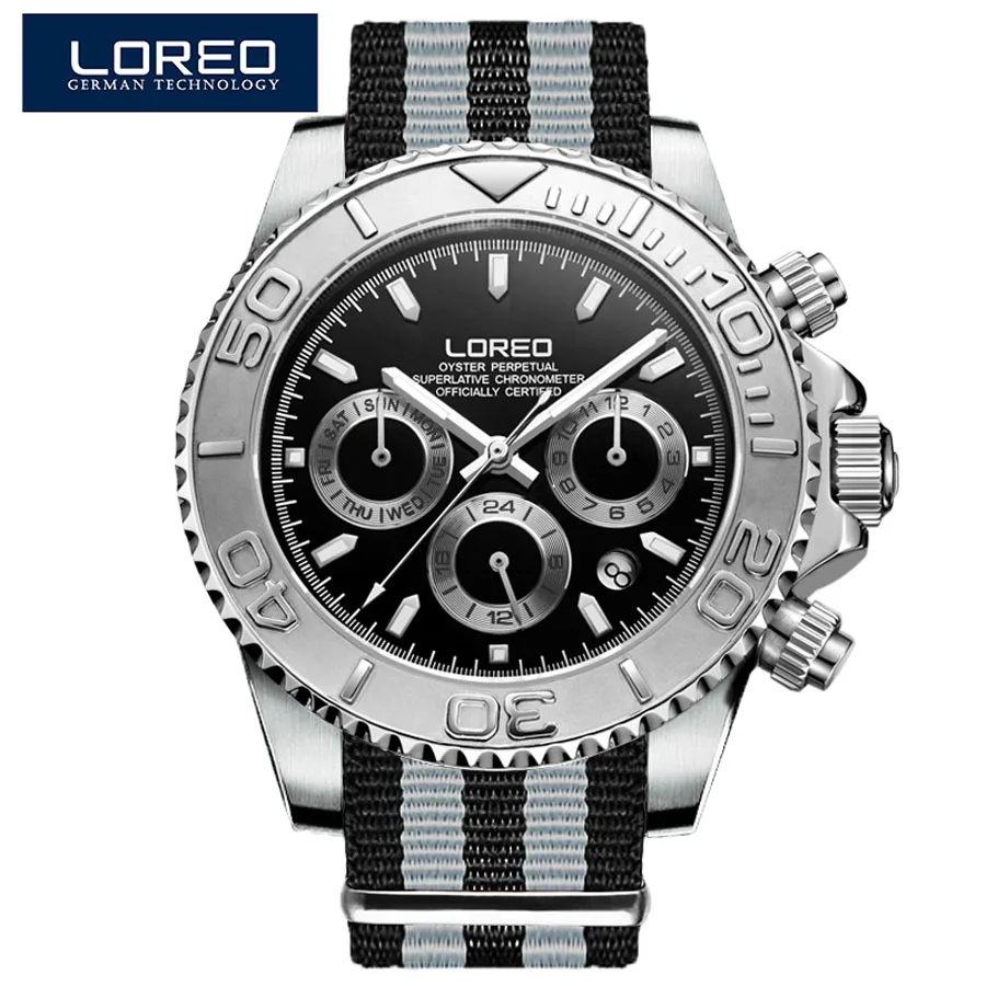 Nylon strap 03 Сапфир loreo Crystal 200 m водонепроницаемые мужские спортивные часы многофункциональные Модные мужские s часы мужские классические дизайнерские стальные часы с циферблатом - Цвет: Nylon strap 03