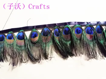 

1 meter beautiful peacock feather trimmed cloth sideband, DIY Sewing clothing and handmade works of art.