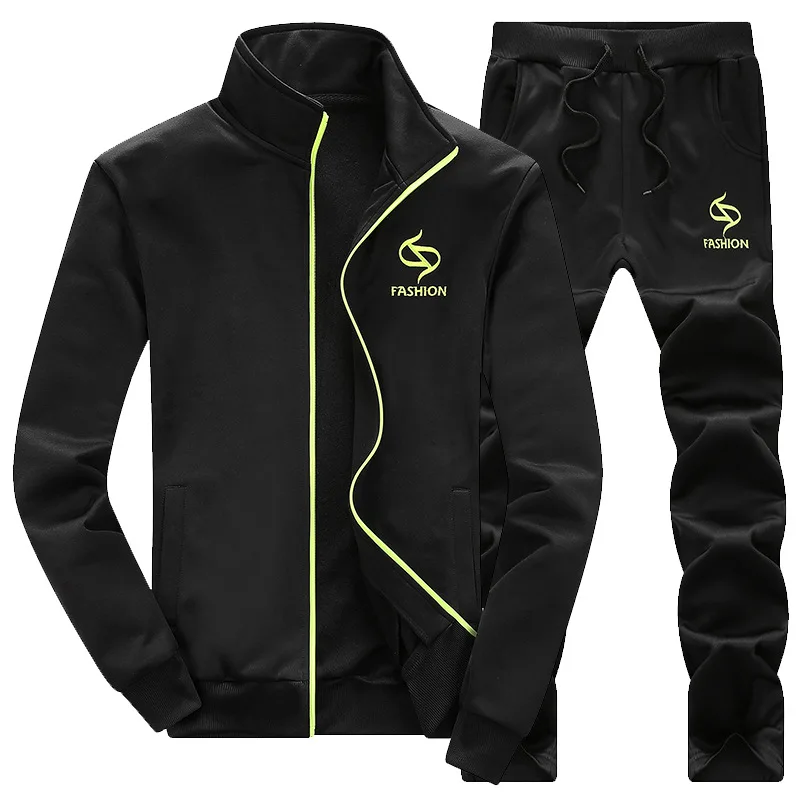 Men Tracksuit 2 Pieces Set Sweatshirt+Sweatpants New Fashion Autumn Sporting Zipper Suit Mens Clothing Slim Fit Sportswear Sets