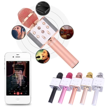 

1 Set Wireless Karaoke Metal Microphone Bluetooth Speaker Track Surround Sound Voice Q7