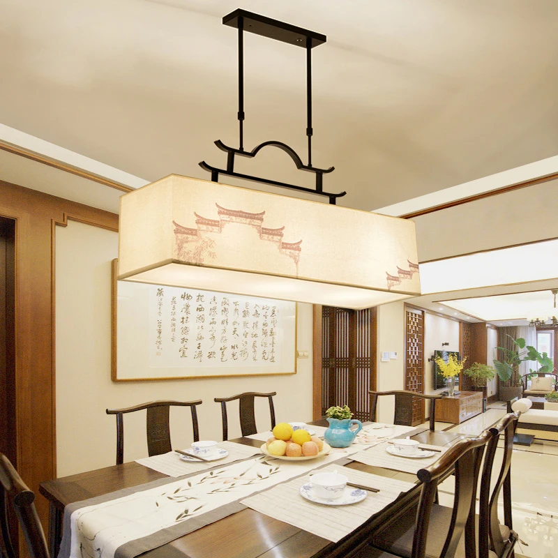 

Chinese white pendant lamsp round square living room modern bedroom hand-painted restaurant art pendant light ZA81540