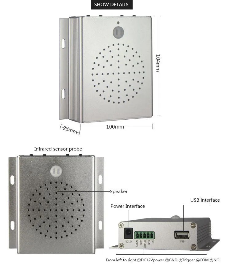 Инфракрасный детектор движения Аудио Динамик с USB Порты и разъёмы отель дверь Добро пожаловать сигнализации 12 В потолок или стену MP3 Файлы скачать