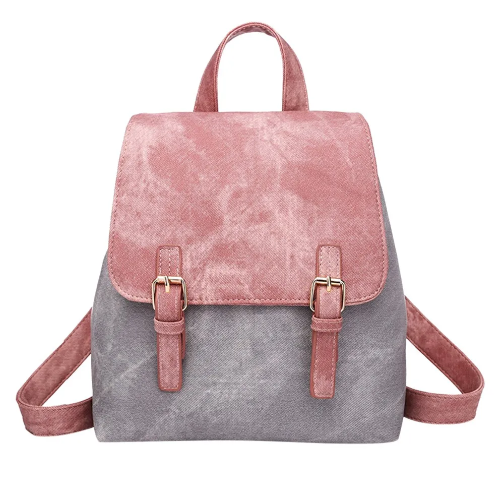 Aelicy женская сумка смешанных цветов в студенческом стиле, модная сумка, рюкзак на плечо, дорожная Студенческая сумка с клапаном, спортивный рюкзак с карманами для телефона - Цвет: PK