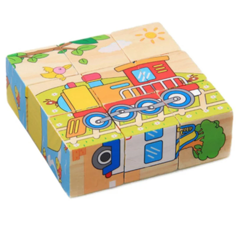 Модная одежда для детей, Детская Мода игрушки новинка деревянный трехмерная 9 Планшеты 6 головоломки Развивающие игрушки строительные блоки Q1 - Цвет: Сливовый