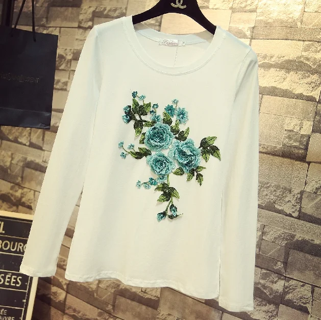 Greatest  2018 Autumn Spring New Women's Short Jacket Fashion Embroidery Green Flower Long Sleeved Holes Jean