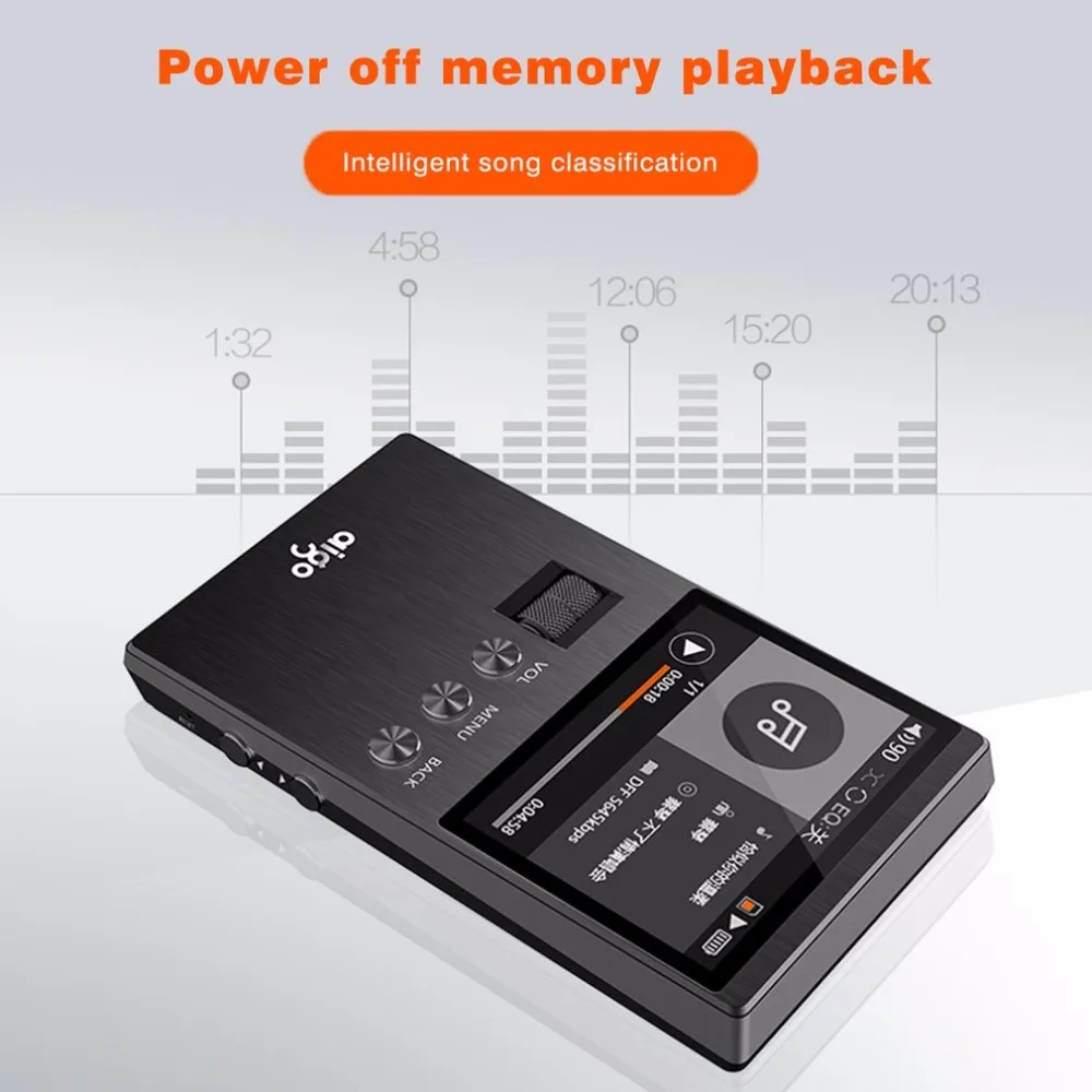Новейший Aigo M6 DSD64 32G портативный аудио Hifi музыкальный плеер без потерь Высокое качество Мини Спортивный MP3 плеер может играть 60 часов черный