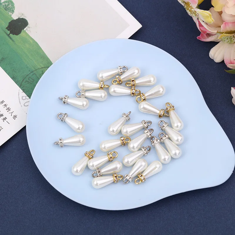

50PCS drop water ABS Imitation Pearl bead charm for Earring Bracelet Choker Necklace headdress Jewelry Making