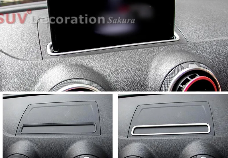 Для Audi A3 8 V 2012 2013 Нержавеющая сталь интерьерные аксессуары gps приборной панели консоли крышка отделка 1 шт