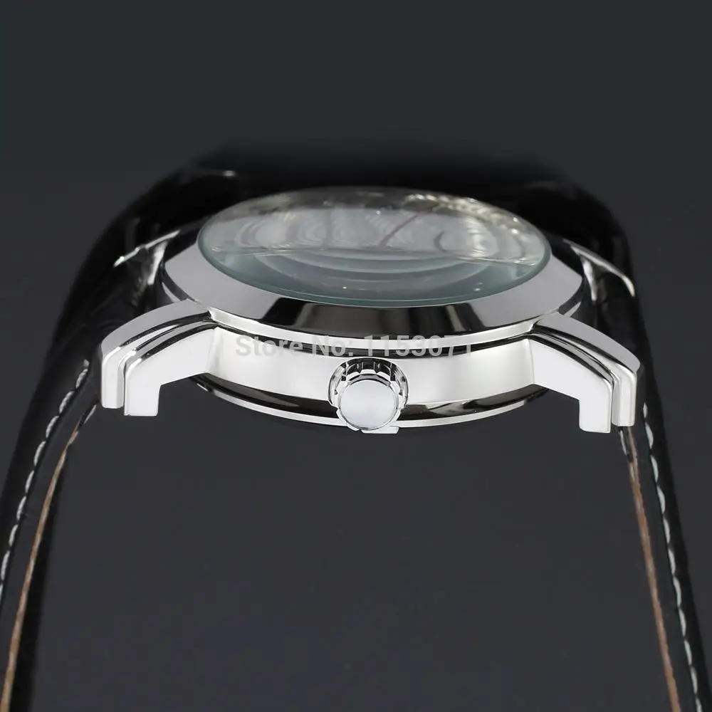 FSG009M3S1 Новые автоматические мужские наручные часы с черным ремешком из натуральной кожи подарочная коробка