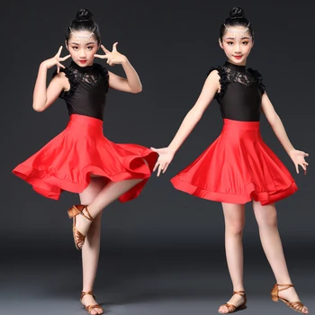 

New children's Latin dance practice clothes girl children show competition clothing children's spring and summer