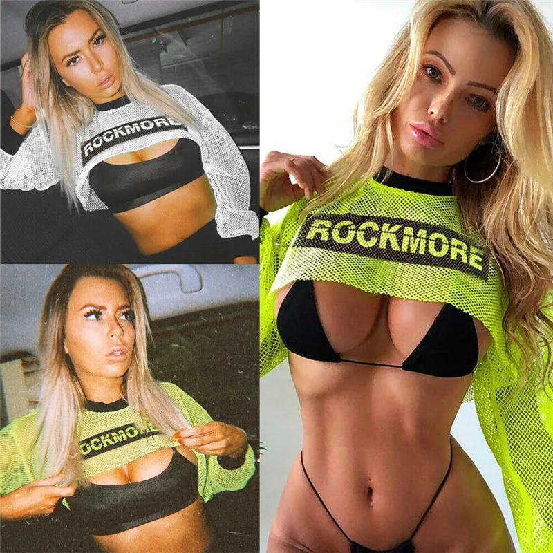 

Sexy Women Hollow Out Long Sleeve Crop Top Hoodie Pullover Letter Crop Top