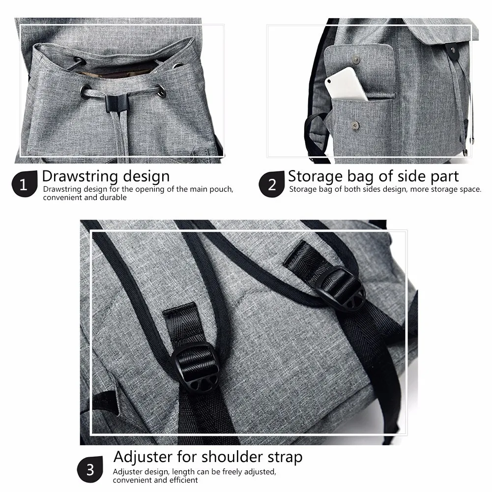 USB Перезаряжаемый холщовый рюкзак, сумка, рюкзак для женщин и мужчин, городские сумки для бега, 20л, Школьный Рюкзак Для Путешествий