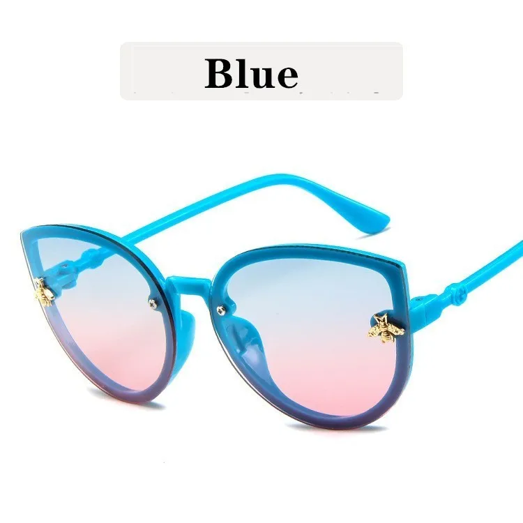 Детские солнцезащитные очки "кошачий глаз", детские солнцезащитные очки для девочек, Ретро стиль, Modis, готика, для мальчиков, детские солнцезащитные очки, UV400, оттенки, lentes de sol mujer - Цвет линз: Синий