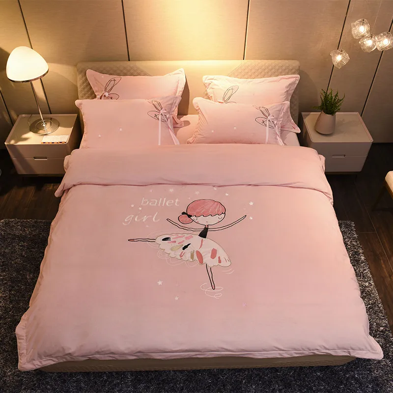 4pieces Purple Pink Thick Fleece Warm Bed Set Girls Princess Cute Bedding Sets Queen Size Duvet Cover Bed Sheet Set 38 Bedding Sets Aliexpress