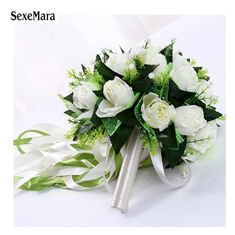 

SexeMara Wedding Bouquet Handmade Artificial Flower Rose buque casamento Bridal Bouquet for Wedding mariage
