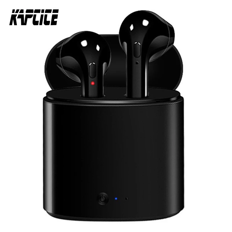 Baratos Gran venta de auriculares estéreo con micrófono de caja de carga para todos los teléfonos inteligentes, Mini auriculares inalámbricos Bluetooth capcice i7s TWS