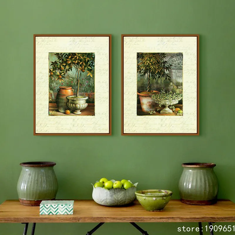 Без рамки пастырской натюрморт зеленые растения Печать на холсте напечатанная картина маслом на хлопок дома стены художественные