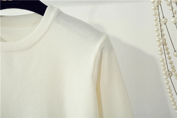 [ALPHALMODA] Babydoll, универсальный вязаный свитер с расклешенными рукавами, однотонный цвет, Женский Осенний Милый джемпер, Primery Bottom Sweater