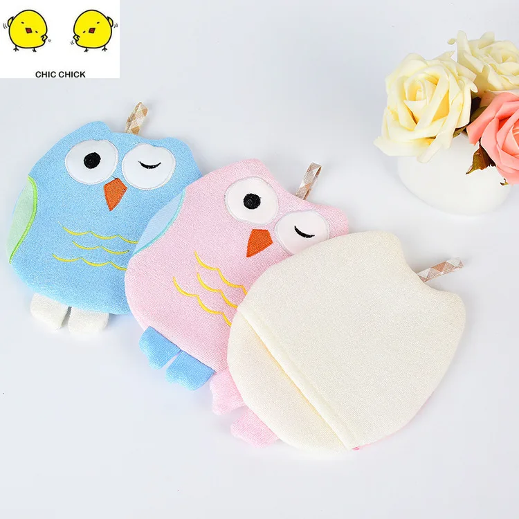 New Cartoon Owl Cleaning Tool Wash Towel Bath Towel Bamboo Fiber Bath Glove Bathing Toy For Boy And Girl