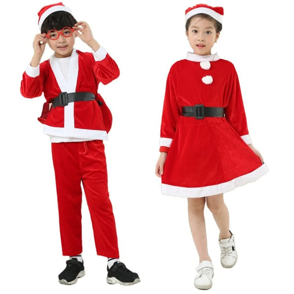 

2018 NEW Christmas Children Clothing Set Children Boys Girls Red Santa Claus Suit Drop shipping