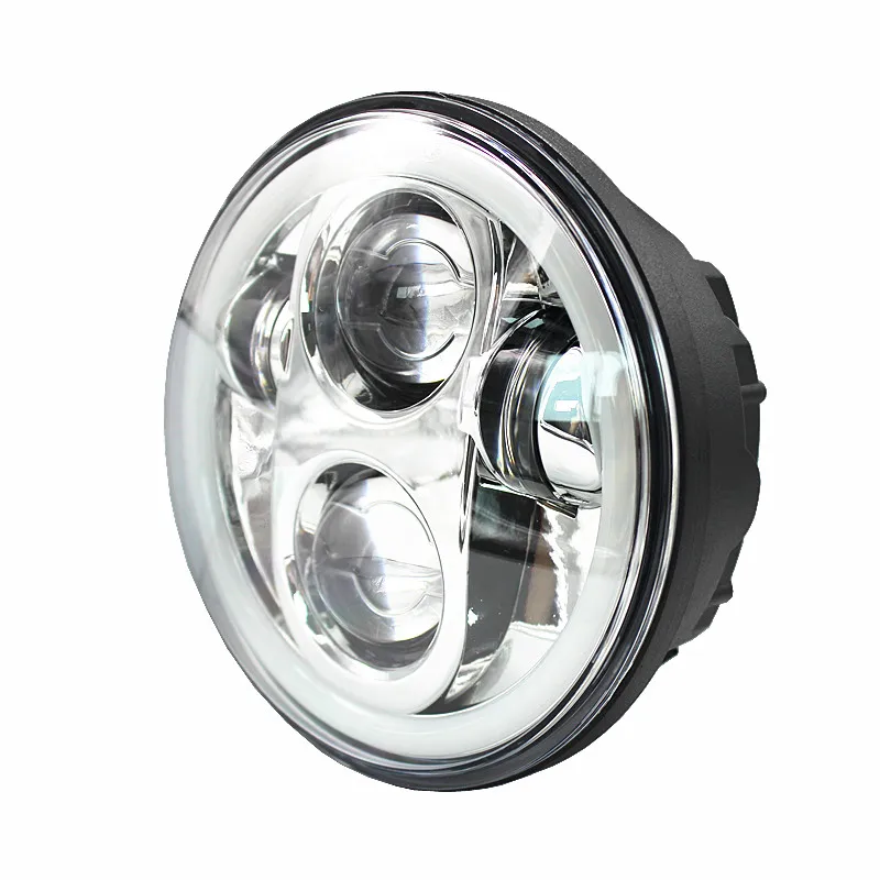 Хромированный 5,75 дюймовый круглый налобный фонарь с белым halo светодиодный вспомогательный фонарь для moto r Sportster moto