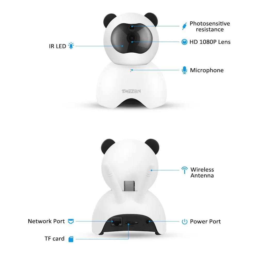 TMEZON Wi-Fi Детский Монитор Smart HD 1080P камера с ip-сетью Обнаружение движения Аудио Видео Запись безопасности беспроводной детский фотоаппарат