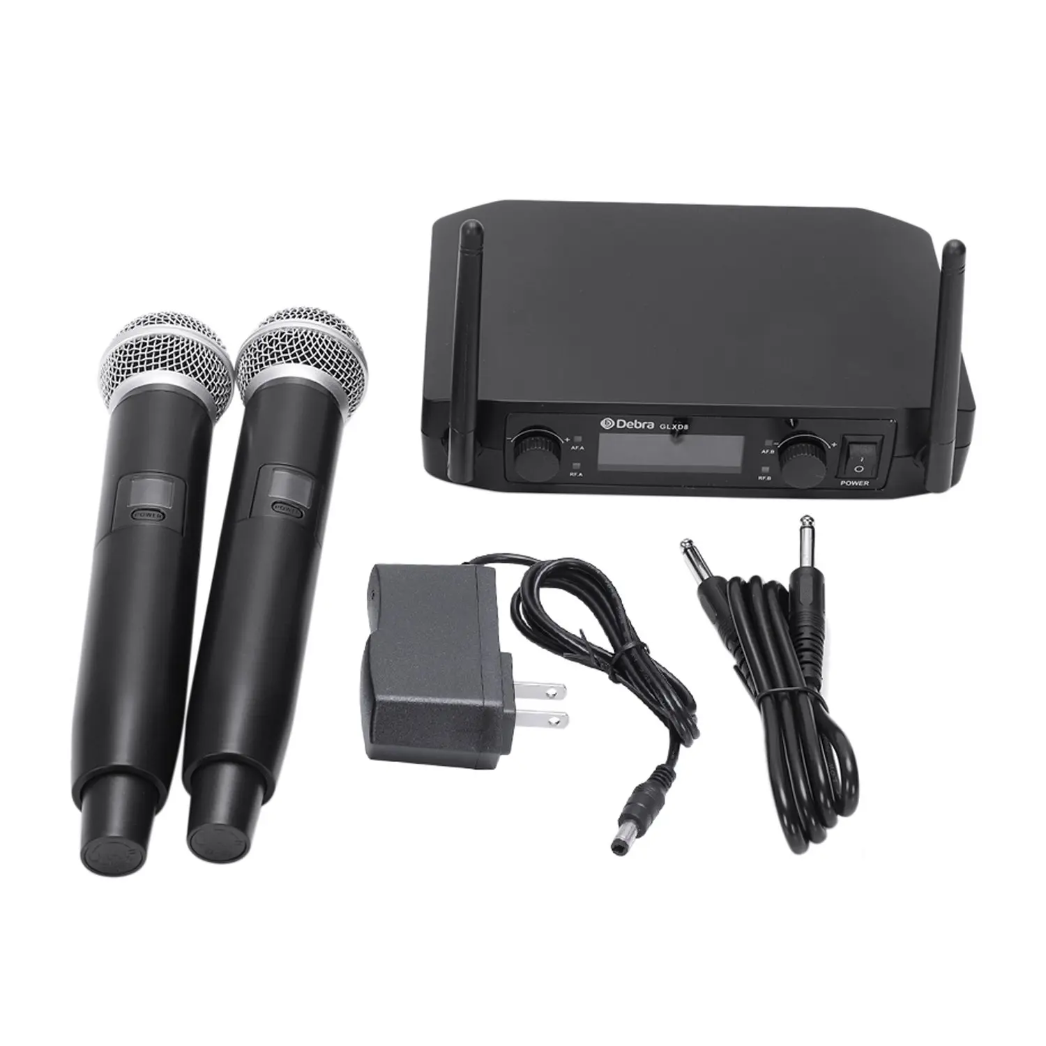 Black US plug Смарт Fm Vhf беспроводной микрофон 2 беспроводной ручной микрофон Свободная частота для встречи ПК динамик усилитель - Цвет: Black US plug