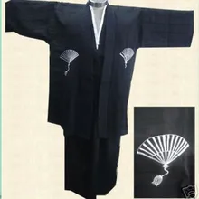 Free Shipping Black Traditional Japanese Men’s Warrior Kimono Haori Yukata One Size B0002&