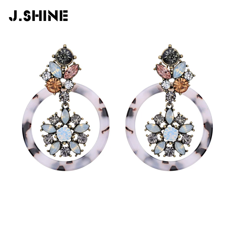 JShine 2019 Dangle Earrings Vintage Statement Earrings Tortoiseshell Earrings Acetate Resin Round Flower Large Earring Female