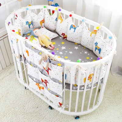 5 Pieces Ensemble Style Nordique Rond Rectangle Forme Ovale Bebe Berceau Pare Chocs Confortable Bebe Ensemble De Literie Coton Bebe Lit Pare Chocs Drap De Lit Aliexpress