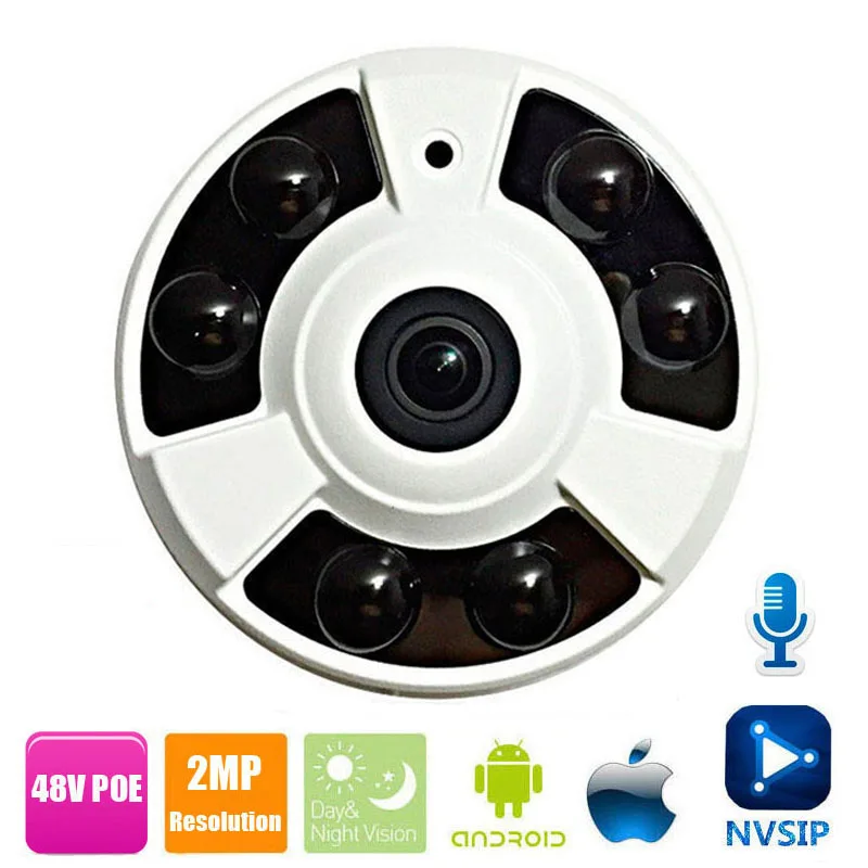 

Fisheye Camera 1080P 2MP Panorama POE IP Camera With Audio Pick Up Wide Angle 360 Degree Indoor Camera Dome IP CAM Night Vision