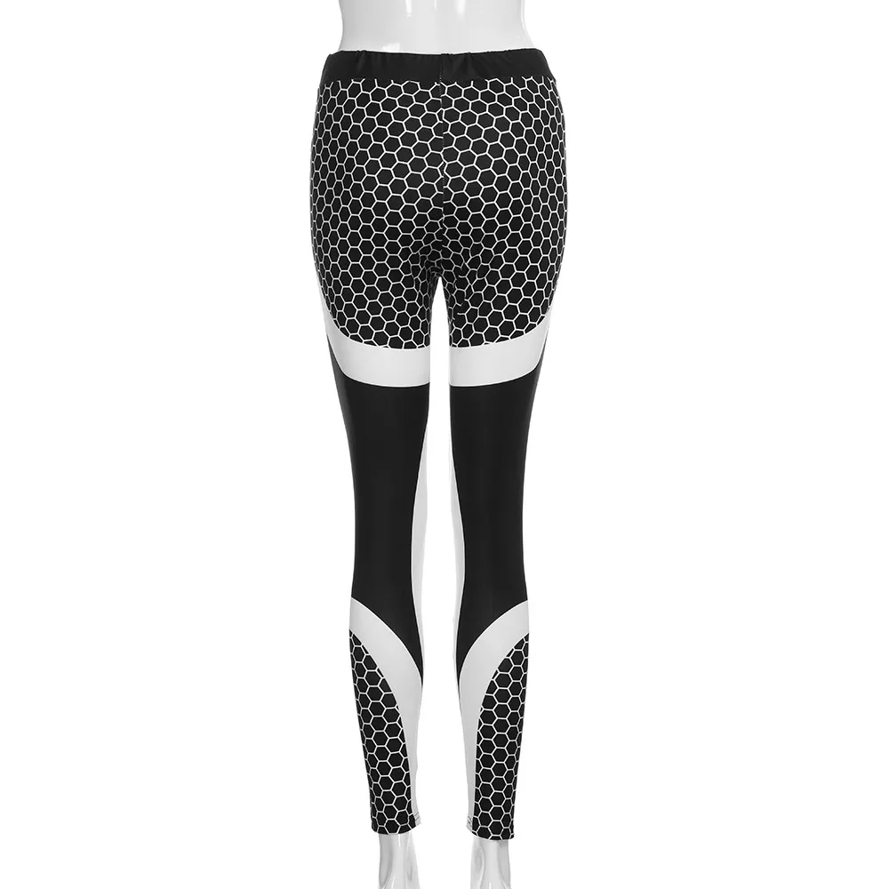 Сетчатые леггинсы с принтом для женщин эластичные тонкие черные белые штаны леггинсы для тренировок укороченные штаны женские спортивные Леггинсы# DX