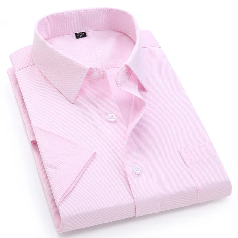 2019 الرجال اللباس عارضة قصيرة الأكمام قميص حك الأبيض الأزرق الوردي الأسود الذكور قميص للرجال الاجتماعية العلامة التجارية قمصان 4XL 5XL 6XL 8XL