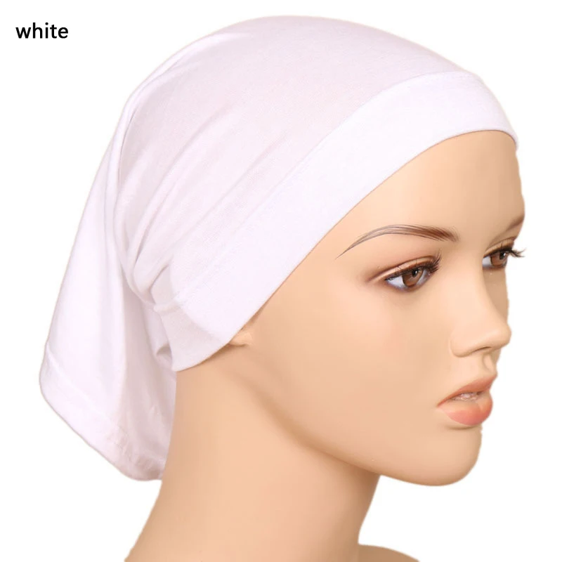 Женский Блестящий плиссированный шарф Малайзийский Дубай мусульманский хиджаб шаль однотонный Ruched морщинка длинная голова шарфы хиджабы - Цвет: white inner