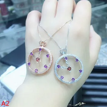 

KJJEAXCMY boutique jewels 925 pure silver inlaid garnet Pendant + Necklace Jewelry E