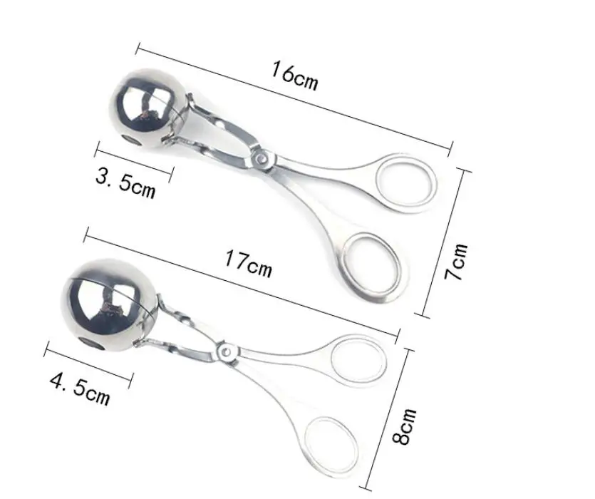 По DHL 50 шт./партия форма из нержавеющей стали для фрикаделек, сделай сам, сделать шарики из креветок, жареная ГОВЯЖЬЯ ложка-шарик, инструмент для кухни