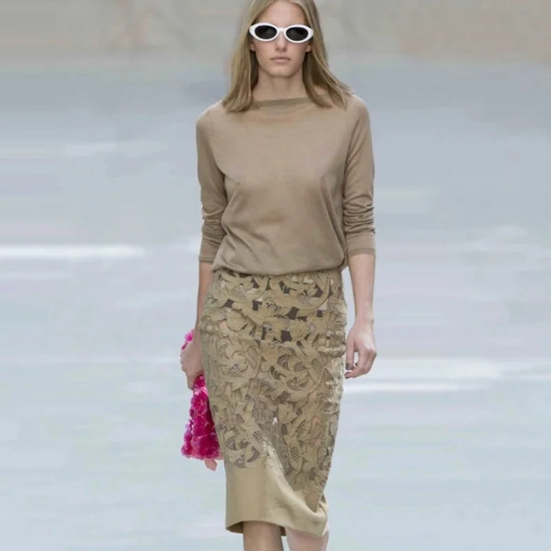 

High Quality Runway Dress 2019 Autumn Winter Elegant Casual Long Sleeve Embroidery Knitted Midi Dress two piece dress