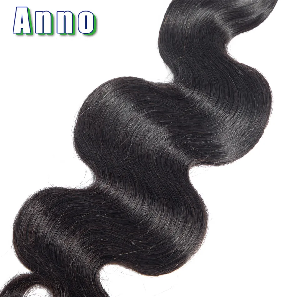 Annowig Human Hair Body Wave 3 Bundles With Closure 4*4 Lace Closure With Bundles Natural Color Malaysia Human Hair Extensions