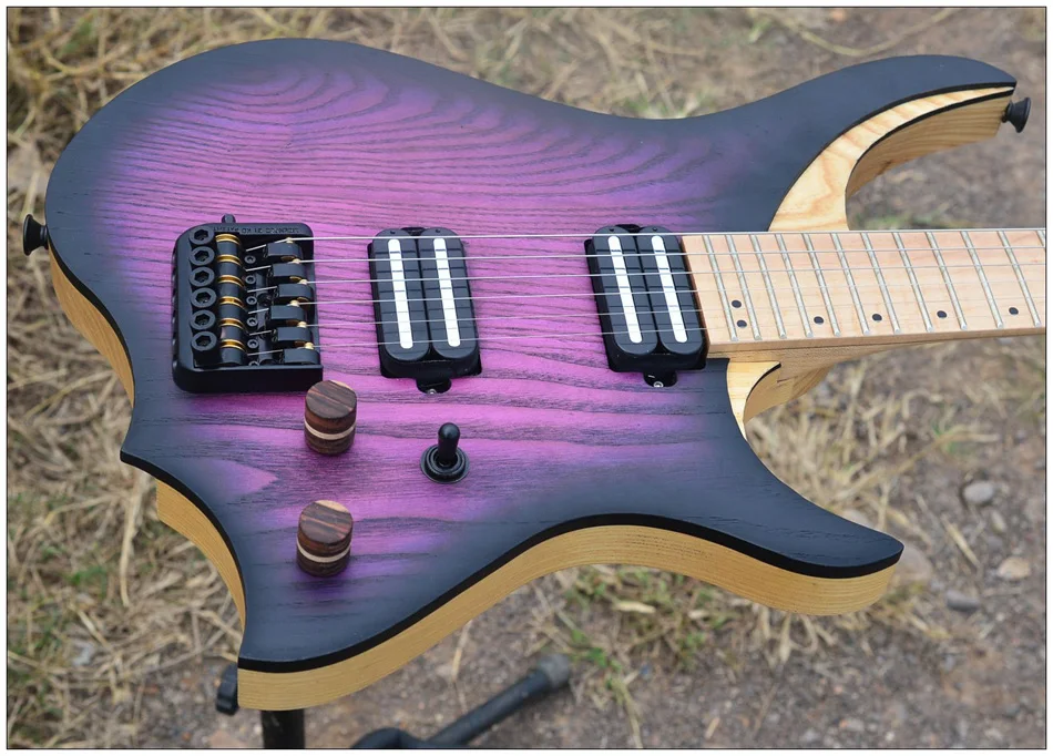 NK безголовая электрогитара модель фиолетовый взрыв цвет пламени клен шеи гитара