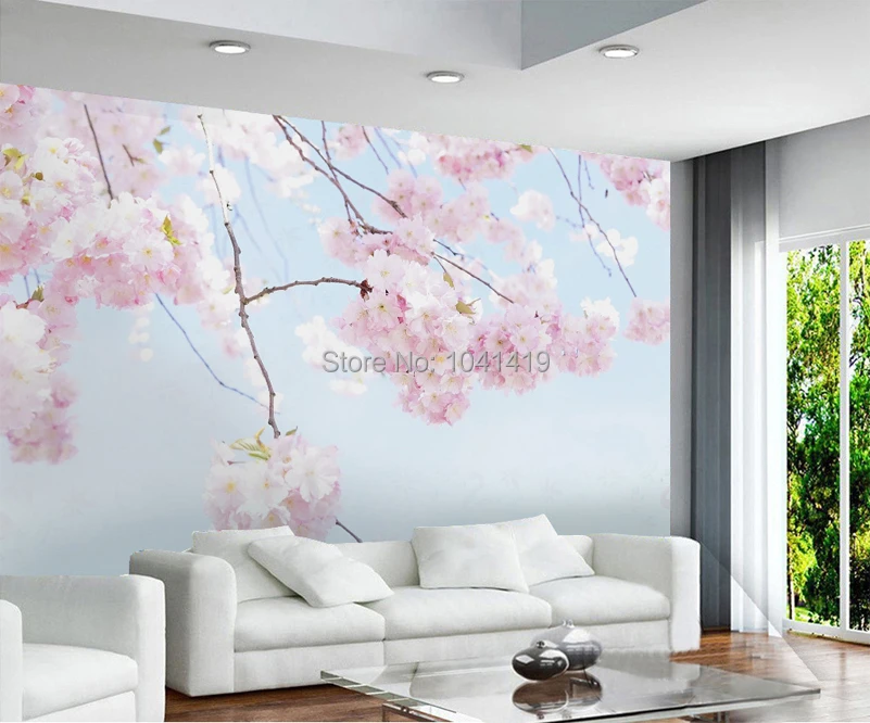 Пользовательские фото обои вишневый цвет Красивые цветочные настенные фрески фон для гостиной 3D комнаты пейзаж обои домашний декор