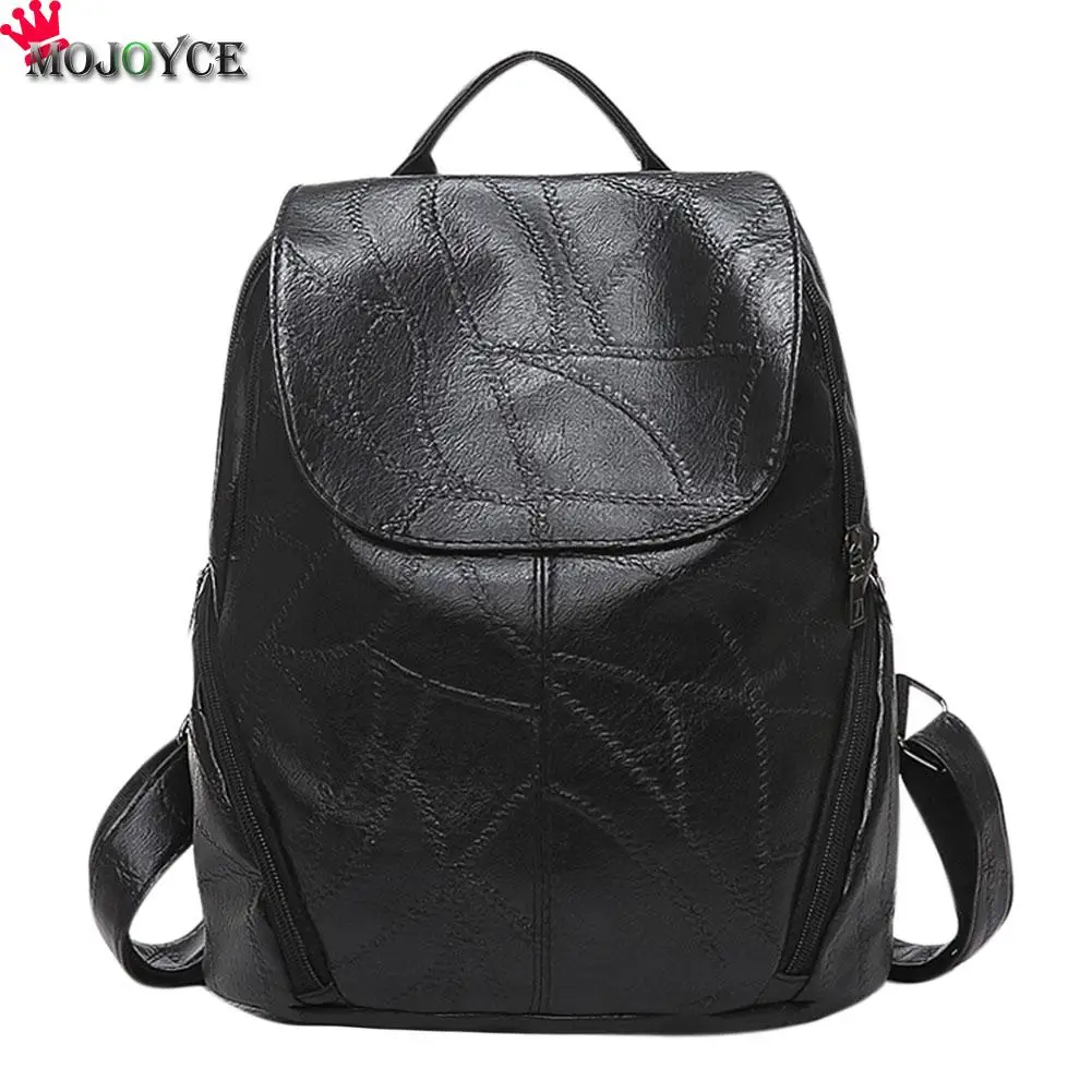 

Hot Sale Really PU Leather Backpack Fashion Designer Stitching Women's Bag Laptop School Bags for Daughter Wife Mother
