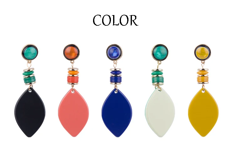 YUQINQIN Trendy Drop Earrings for Women Acrylic Earrings Female Statement Long Blue Dangling Fashion Elegant Resin Party Earring (2) - 