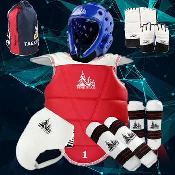 

Korea Pinetree full set adult child men taekwondo protection forarm Helmet breast pad chest hand foot protector supporter 8 pcs